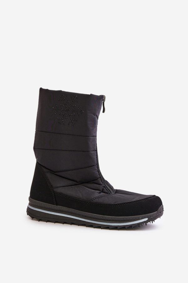 Black Snow Boots in Women`s Ankle Boots & Booties with Fabric, Warmers, Footbed, Upper Height and Platform Height