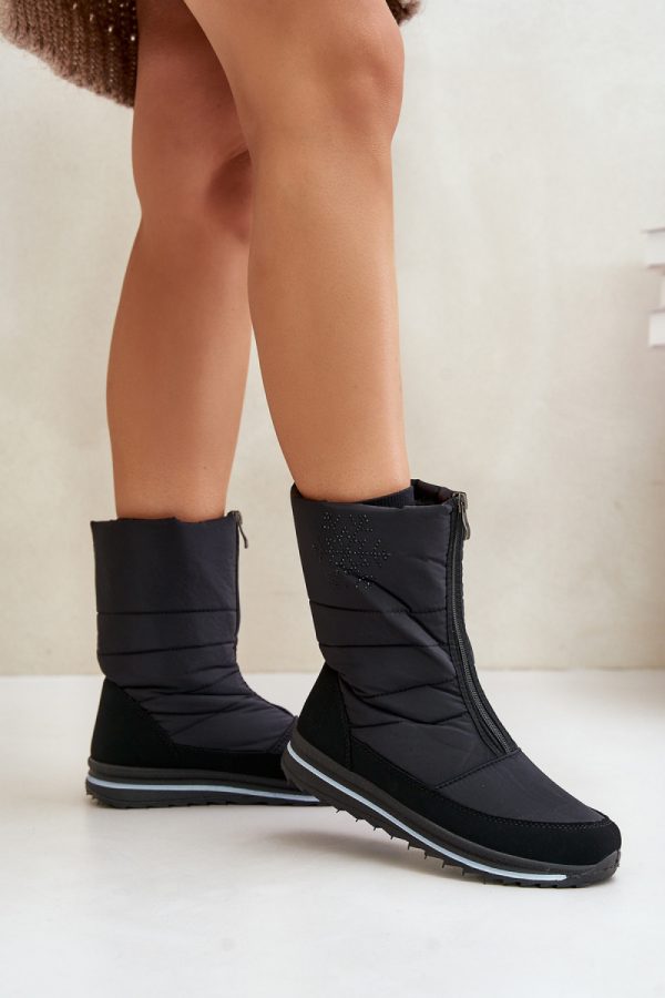 Black Snow Boots in Women`s Ankle Boots & Booties with Fabric, Warmers, Footbed, Upper Height and Platform Height