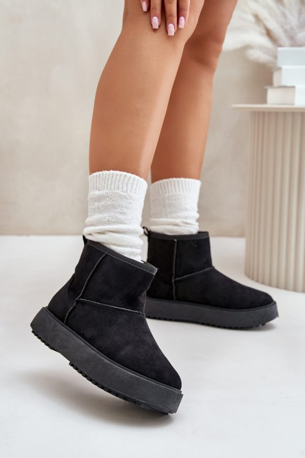 Black Snow Boots in Women`s Ankle Boots & Booties with Fabric, Warmers, Footbed, Upper Height and Platform Height