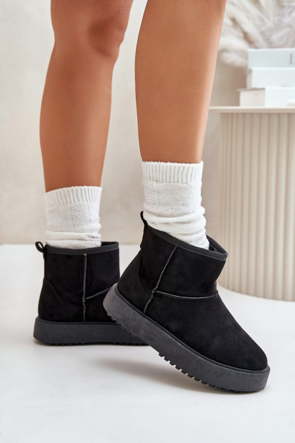Black Snow Boots in Women`s Ankle Boots & Booties with Fabric, Warmers, Footbed, Upper Height and Platform Height