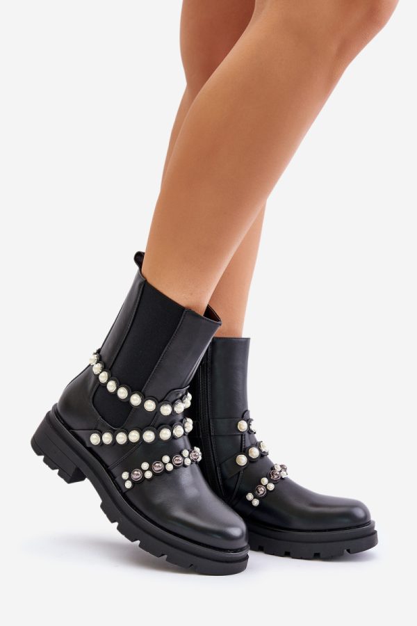 Black Jodhpur Boot in Women`s Ankle Boots & Booties with Fabric, Warmers, Footbed, Upper Height, Heel Height and Platform Height