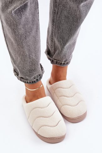 Beige Slippers in Slippers For Women with Fabric, Warmers, Footbed and Platform Height