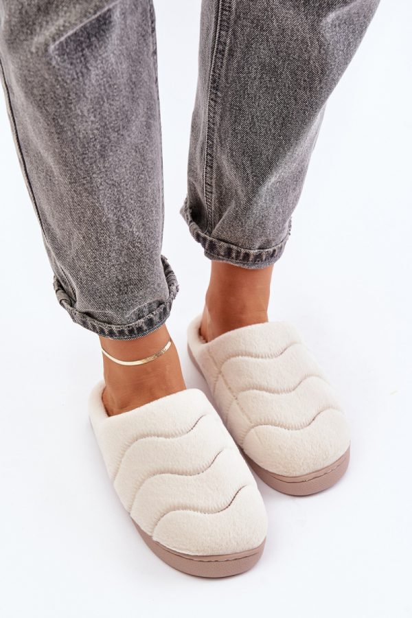Beige Slippers in Slippers For Women with Fabric, Warmers, Footbed and Platform Height