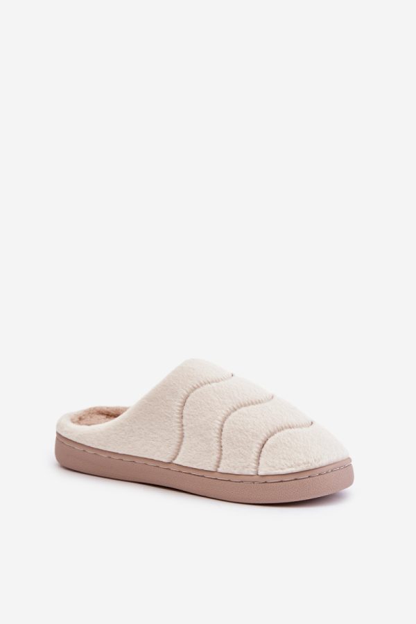 Beige Slippers in Slippers For Women with Fabric, Warmers, Footbed and Platform Height