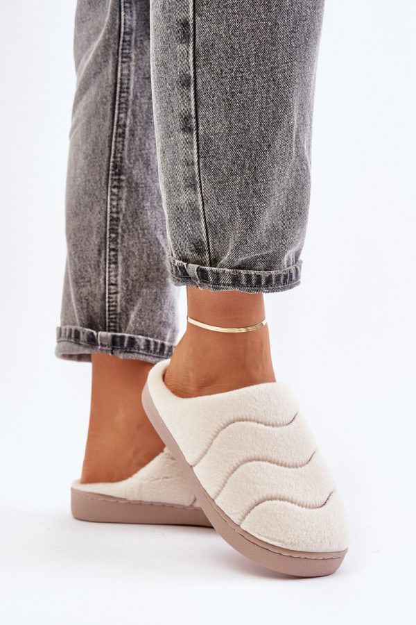 Beige Slippers in Slippers For Women with Fabric, Warmers, Footbed and Platform Height