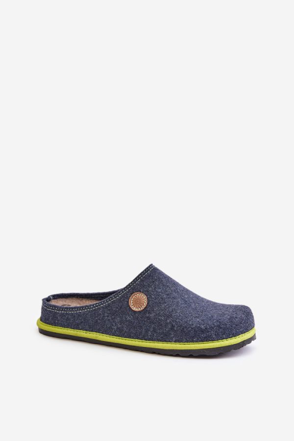 Navy Blue Slippers in Slippers For Women with Fabric, Footbed and Platform Height