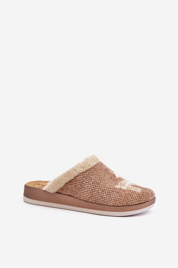 Beige Slippers in Slippers For Women with Fabric, Footbed and Platform Height