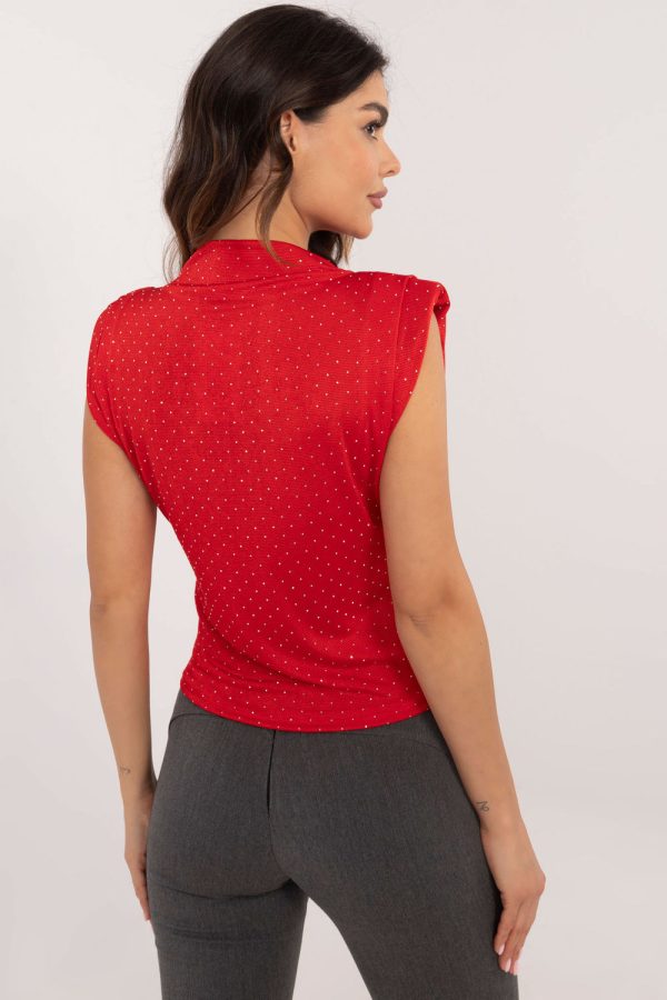 Red Blouse in Women`s Blouses, Tunics with Spandex and Polyester