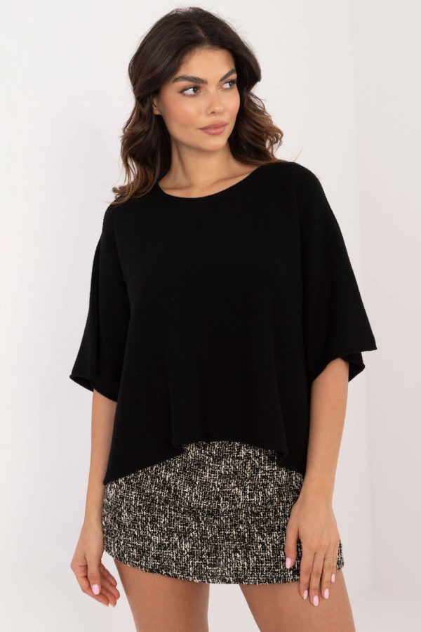 black Short sleeve sweater model 202705 Italy Moda