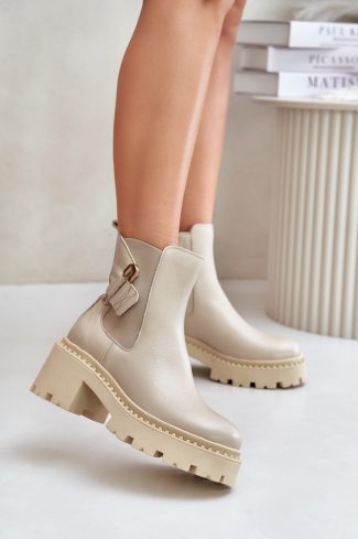 beige Heel boots model 202815 Step in style
