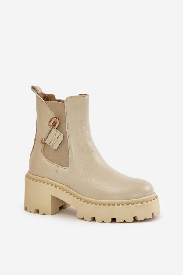 beige Heel boots model 202815 Step in style