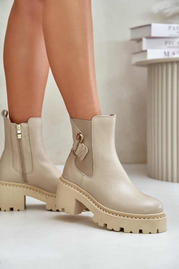 beige Heel boots model 202815 Step in style