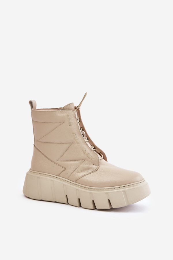 Beige Platform Boots in Women`s Ankle Boots & Booties with Fabric, Warmers, Footbed, Upper Height, Heel Height and Platform Height