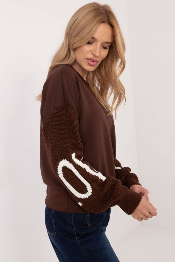 Brown Sweatshirt in Sweatshirts For Women with Spandex, Polyester and Viscose