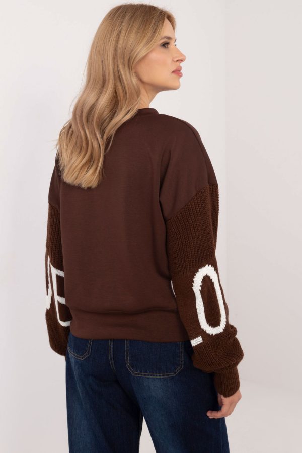 Brown Sweatshirt in Sweatshirts For Women with Spandex, Polyester and Viscose
