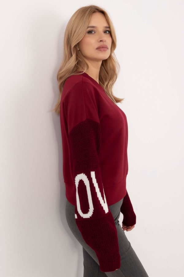 Red Sweatshirt in Sweatshirts For Women with Spandex, Polyester and Viscose