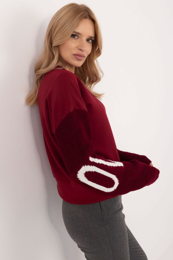 Red Sweatshirt in Sweatshirts For Women with Spandex, Polyester and Viscose
