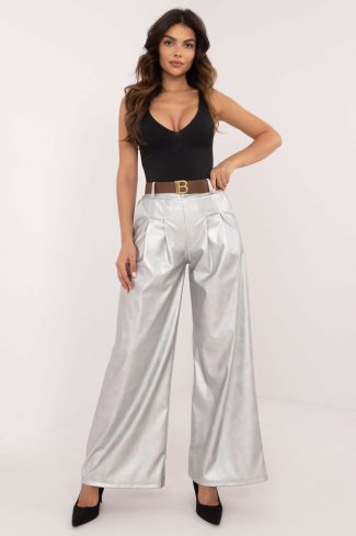 Grey Women Trousers in Pants, Trousers, Shorts with Polyester and Viscose