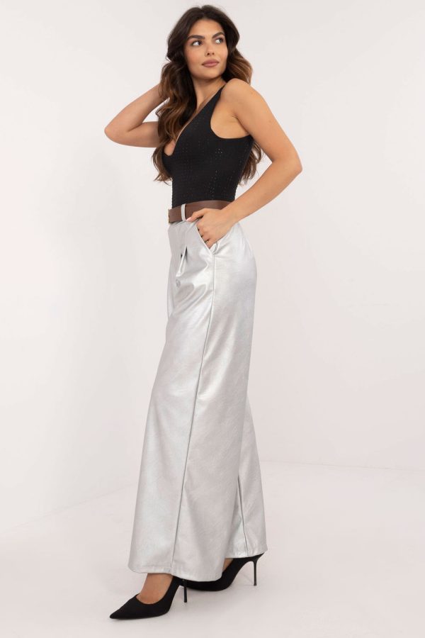 Grey Women Trousers in Pants, Trousers, Shorts with Polyester and Viscose