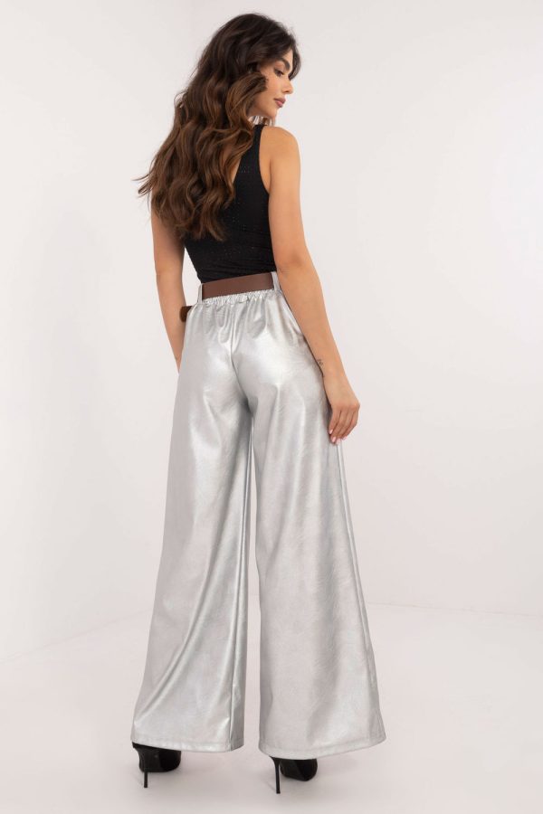 Grey Women Trousers in Pants, Trousers, Shorts with Polyester and Viscose