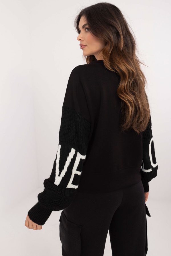 Black Sweatshirt in Sweatshirts For Women with Spandex, Polyester and Viscose