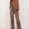 Brown Women Trousers in Pants, Trousers, Shorts with Cotton, Spandex and Polyester