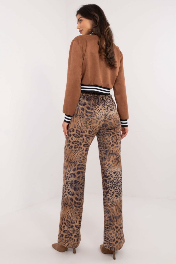 Brown Women Trousers in Pants, Trousers, Shorts with Cotton, Spandex and Polyester