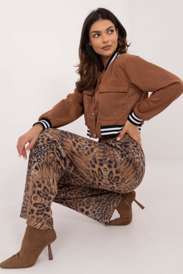 Brown Women Trousers in Pants, Trousers, Shorts with Cotton, Spandex and Polyester