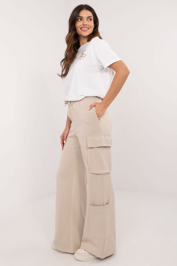 Beige Tracksuit Trousers in Pants, Trousers, Shorts with Cotton and Polyester