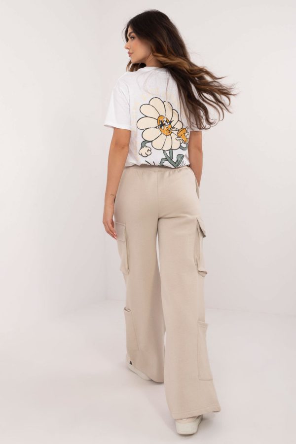 Beige Tracksuit Trousers in Pants, Trousers, Shorts with Cotton and Polyester