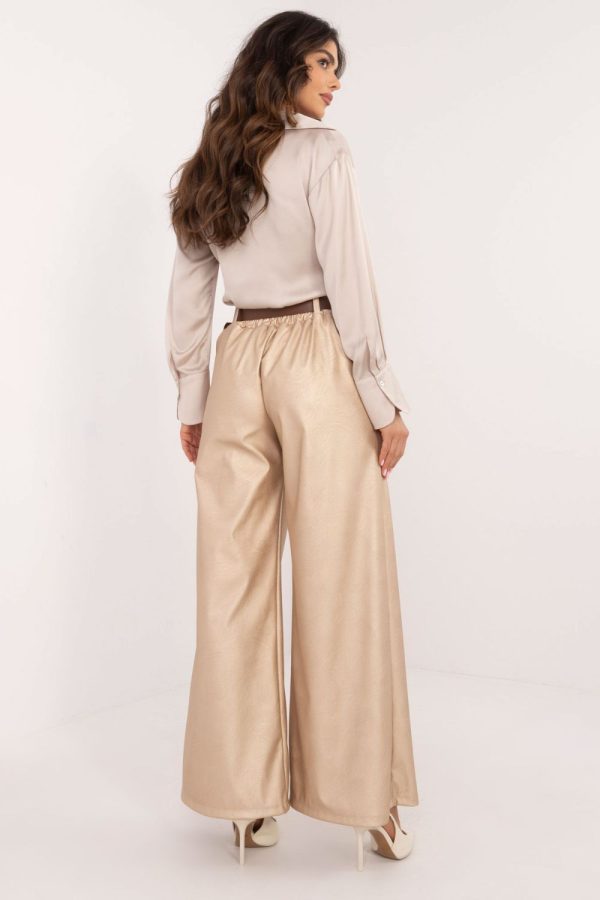 Beige Women Trousers in Pants, Trousers, Shorts with Polyester and Viscose
