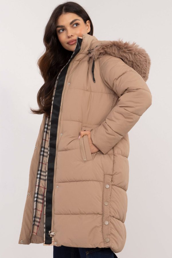 Beige Jacket in Women`s Coats, Jackets with Polyester