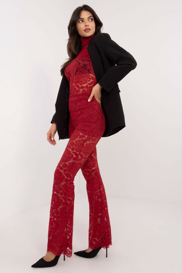 red Lace pants model 203158 Italy Moda