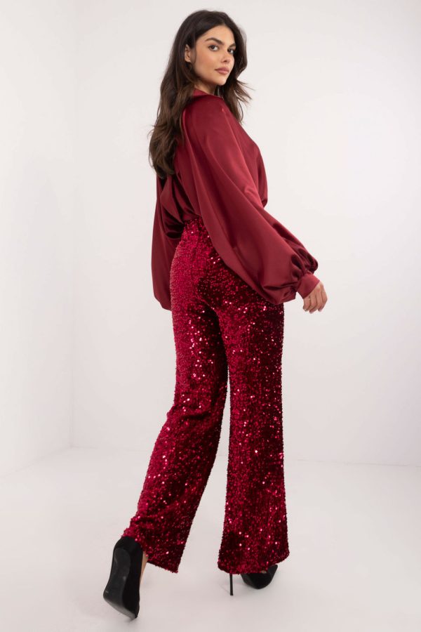 Red Women Trousers in Pants, Trousers, Shorts with Spandex and Polyester