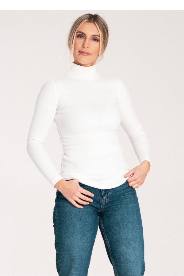 Beige Turtleneck in Sweaters, Pullovers, Jumpers, Turtlenecks, Boleros, Shrugs with Cotton and Spandex