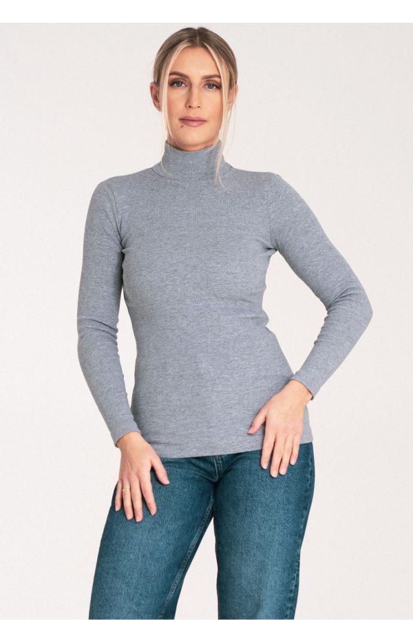 Grey Turtleneck in Sweaters, Pullovers, Jumpers, Turtlenecks, Boleros, Shrugs with Cotton and Spandex