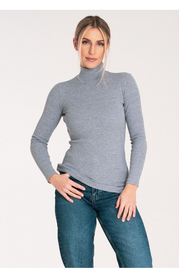 Grey Turtleneck in Sweaters, Pullovers, Jumpers, Turtlenecks, Boleros, Shrugs with Cotton and Spandex