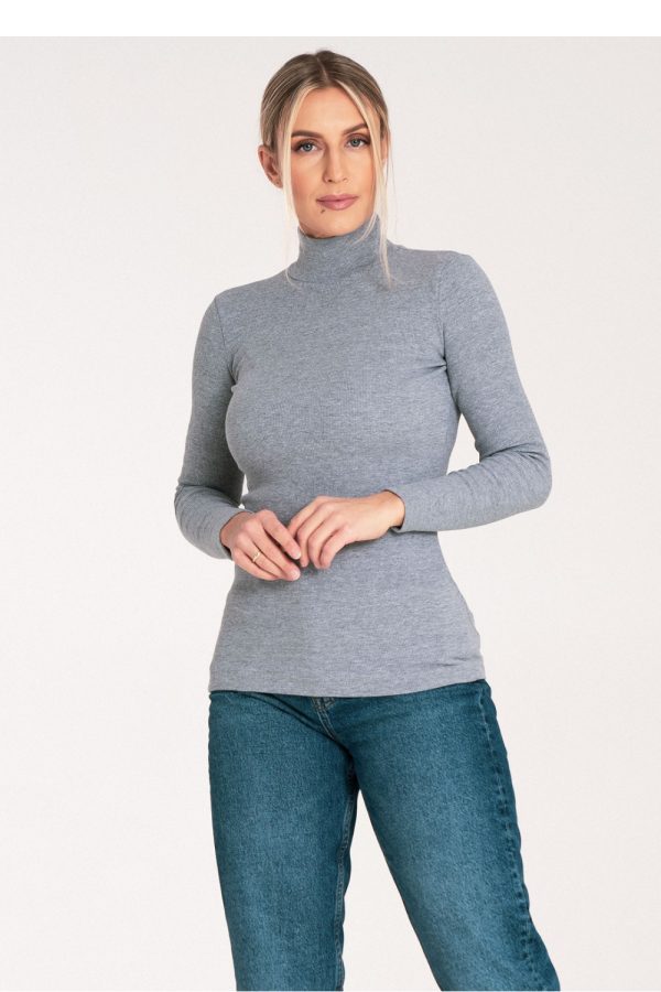 Grey Turtleneck in Sweaters, Pullovers, Jumpers, Turtlenecks, Boleros, Shrugs with Cotton and Spandex