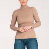 Beige Turtleneck in Sweaters, Pullovers, Jumpers, Turtlenecks, Boleros, Shrugs with Cotton and Spandex