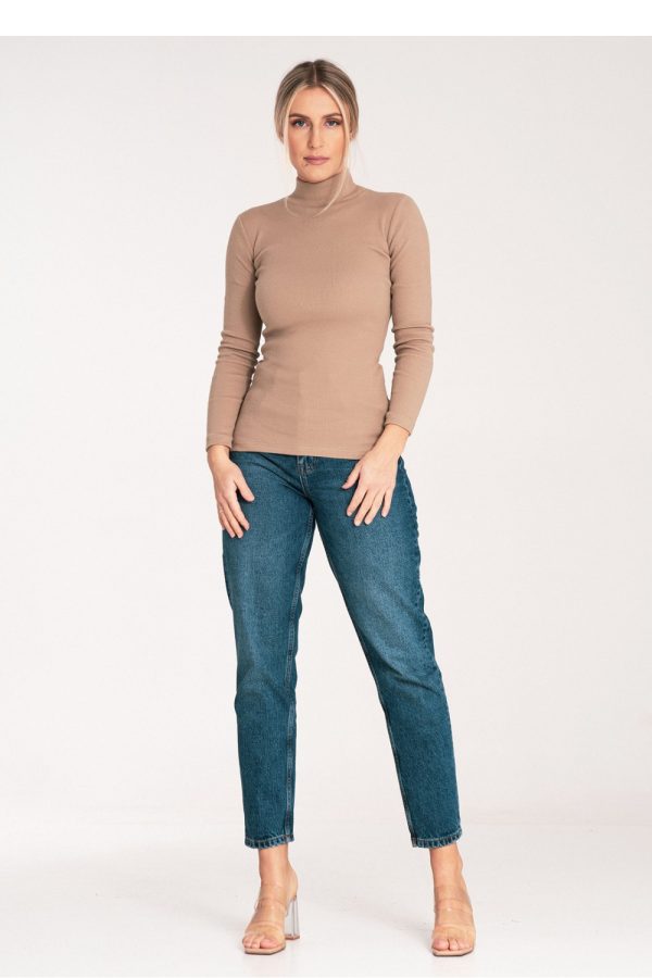 Beige Turtleneck in Sweaters, Pullovers, Jumpers, Turtlenecks, Boleros, Shrugs with Cotton and Spandex
