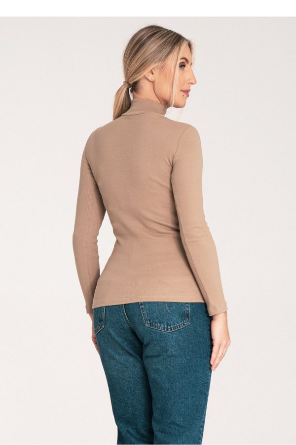 Beige Turtleneck in Sweaters, Pullovers, Jumpers, Turtlenecks, Boleros, Shrugs with Cotton and Spandex