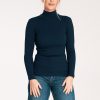 Navy Blue Turtleneck in Sweaters, Pullovers, Jumpers, Turtlenecks, Boleros, Shrugs with Cotton and Spandex