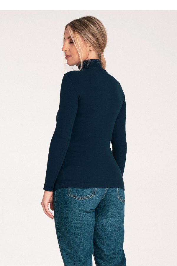 Navy Blue Turtleneck in Sweaters, Pullovers, Jumpers, Turtlenecks, Boleros, Shrugs with Cotton and Spandex