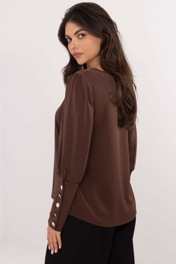 Brown Blouse in Women`s Blouses, Tunics with Spandex, Polyester and Viscose