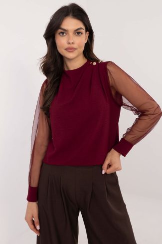 Red Blouse in Women`s Blouses, Tunics with Spandex and Polyester