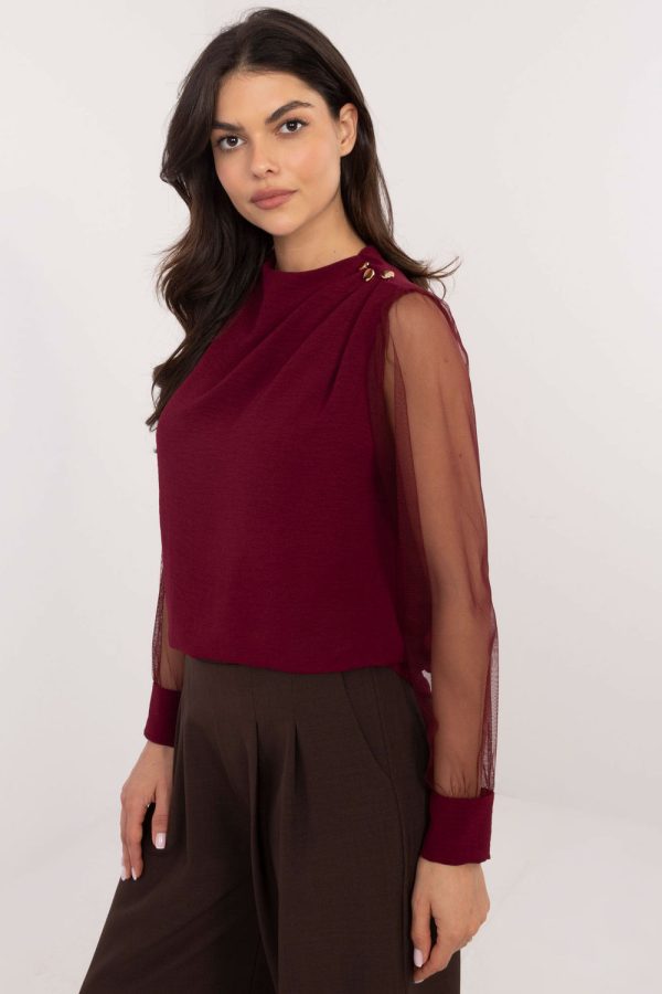 Red Blouse in Women`s Blouses, Tunics with Spandex and Polyester