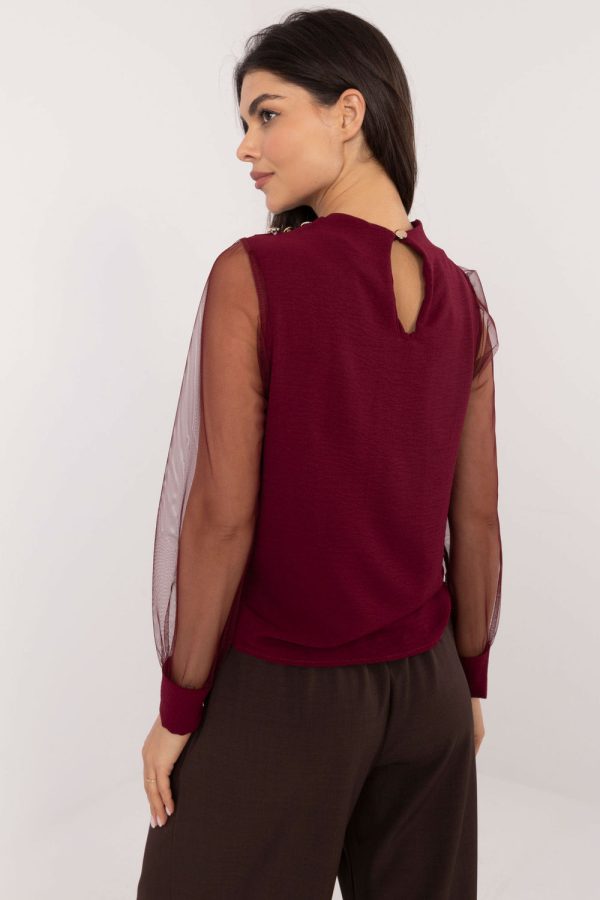 Red Blouse in Women`s Blouses, Tunics with Spandex and Polyester