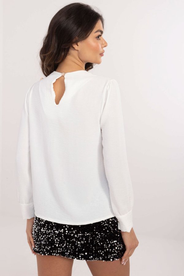White Blouse in Women`s Blouses, Tunics with Spandex and Polyester