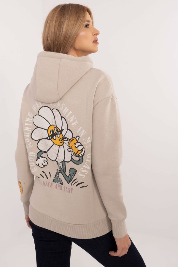Beige Sweatshirt in Sweatshirts For Women with Cotton and Polyester