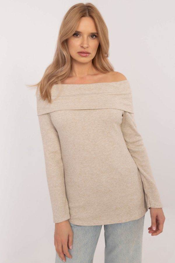 Beige Jumper in Sweaters, Pullovers, Jumpers, Turtlenecks, Boleros, Shrugs with Spandex and Viscose